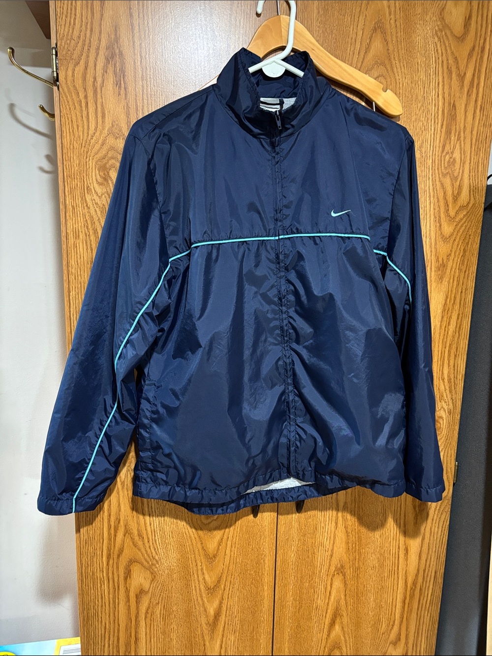 Nike Navy Windbreaker Jacket with Teal Trim